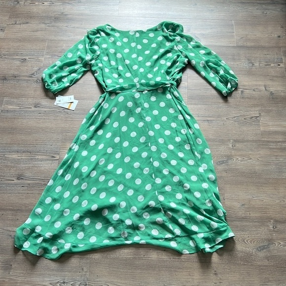 Julian Taylor Women's 3/4 Sleeve Dot Chiffon Surplice Midi Dress size 16W NWT - Picture 9 of 10